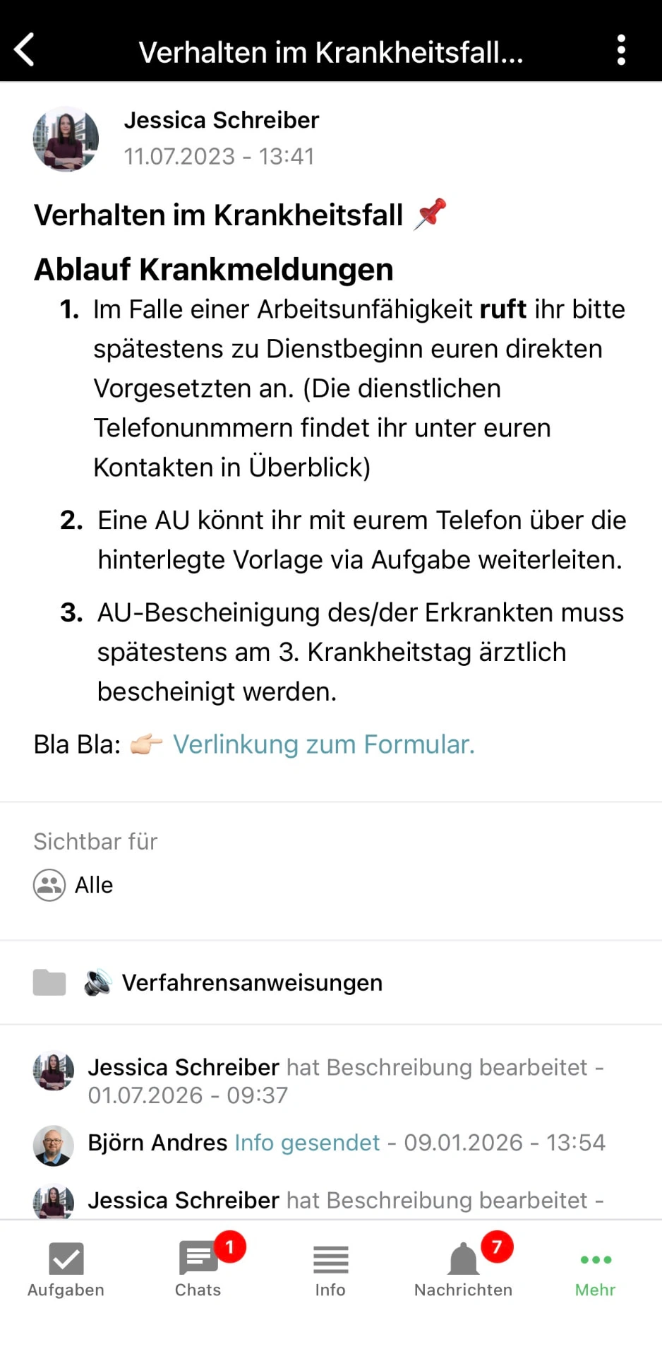 Artikelansicht am Smartphone: Artikel mit Text, Bildern, Videos und Anhängen – mobil immer griffbereit.