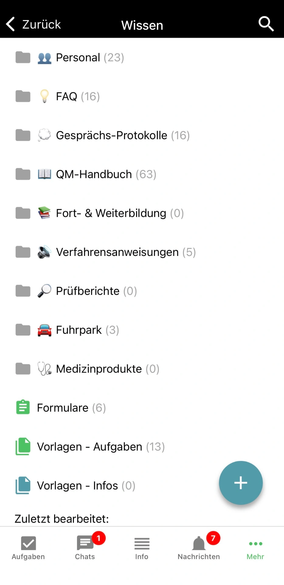 Ordnerstruktur am Smartphone: Ordner und Unterordner übersichtlich in der App – schnell zum richtigen Wissen.
