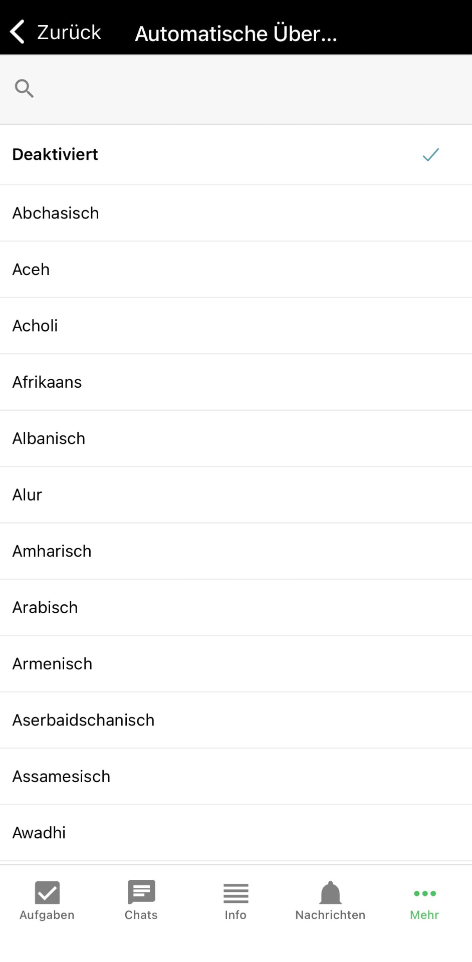 Sprache auswählen: Aus über 187 Sprachen die eigene Sprache wählen.